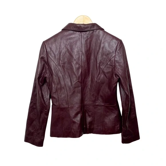 Wilson’s Leather | Burgundy Leather Zip Up Jacket - Picture 5 of 17